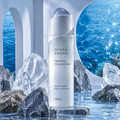 DOZMIOS Hydrating Cleansing Foam on ocean rock with text: Clean Skin A More Hydrated You — Helps maintain skin's moisture balance, Leaves skin feeling clean smooth and supple