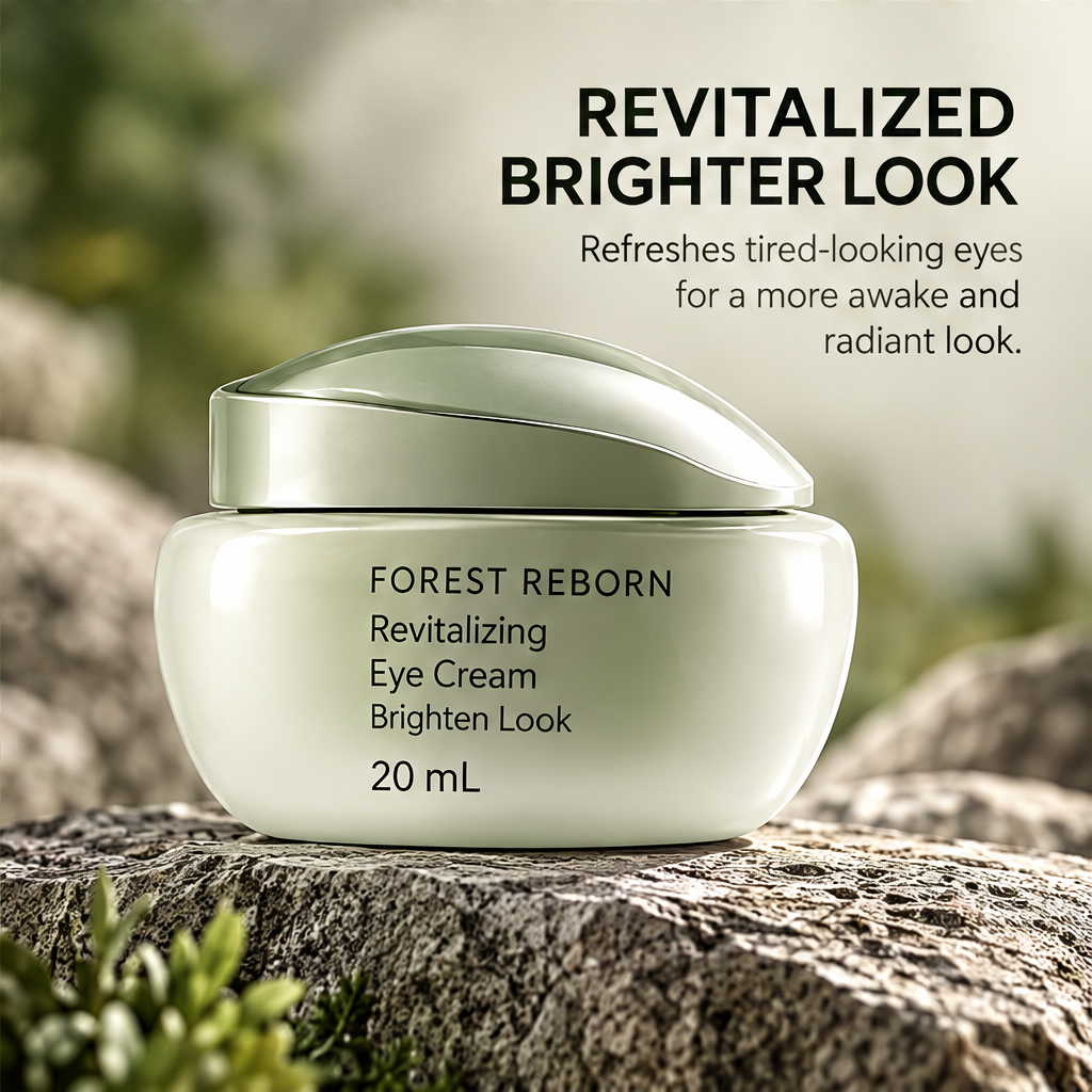 DOZMIOS Revitalizing Eye Cream open jar with text: Intense Hydration — Nourishes and replenishes for a softer smoother eye area